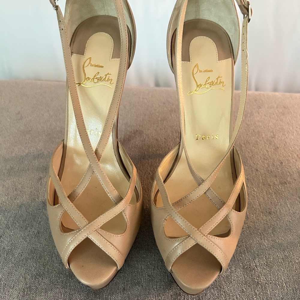 Christian Louboutin Beige Strappy Heels
